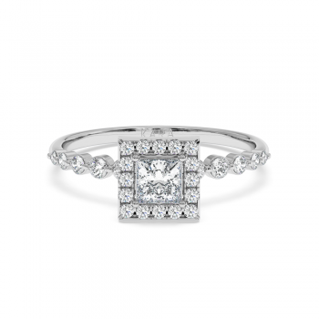 Engagement ring with 0.30 ct Princess diamond and 0.31 ct side diamonds