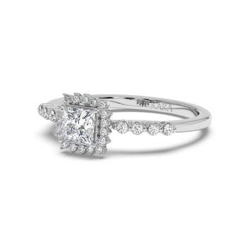 Engagement ring with 0.50 ct Princess diamond and 0.15 ct side diamonds
