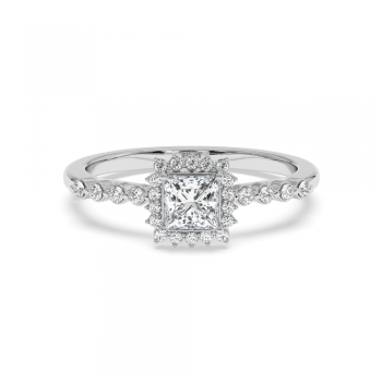 Engagement ring with 0.50 ct Princess diamond and 0.15 ct side diamonds
