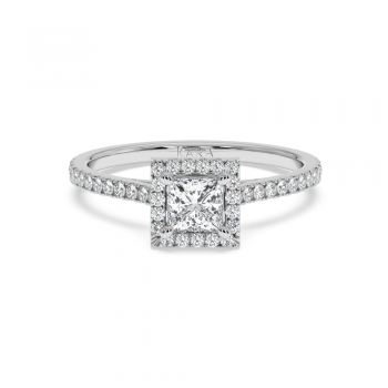 Engagement ring with 0.50 ct Princess diamond and 0.23 ct side diamonds