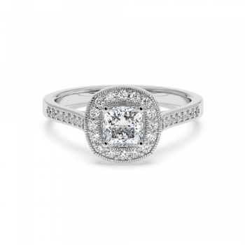 Engagement ring with 0.73 ct Princess diamond and 0.28 ct side diamonds
