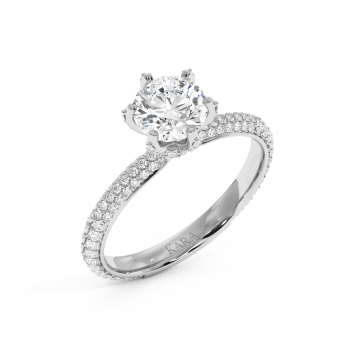 Engagement Ring with 1ct Center Diamonds and 0.71ct Side Diamonds
