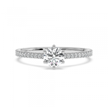 Engagement ring with central diamond of 0.20 ct and side diamonds of 0.19 ct