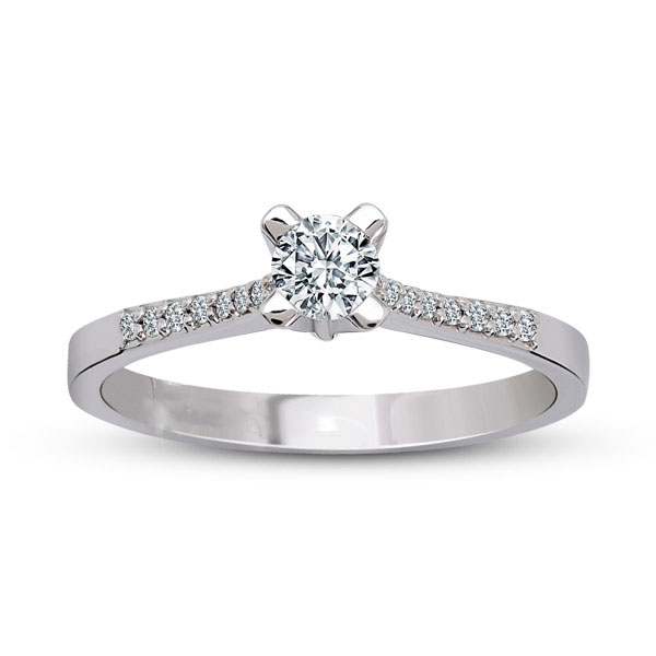 Engagement ring with central diamond of 0.25 ct and side diamonds of 0.20 ct