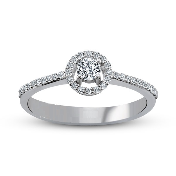 Engagement ring with 0.29 ct center diamond and 0.21 ct side diamonds