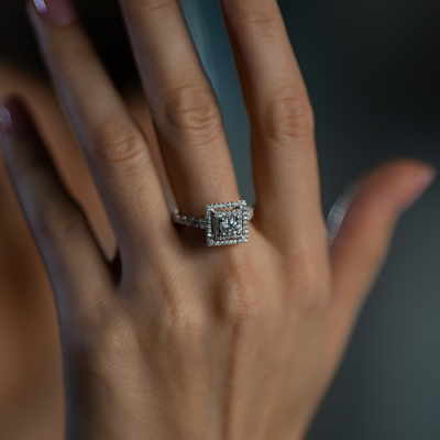 Engagement ring with central diamond of 0.31 ct and side diamonds of 0.91 ct