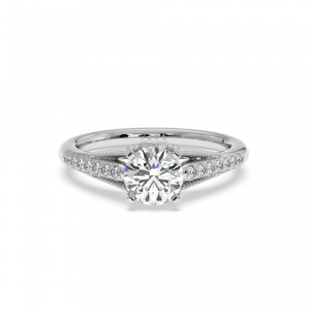 Engagement Ring with a 1ct Center Diamond and 0.14ct Side Diamonds