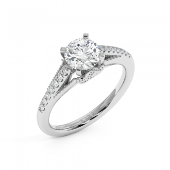 Engagement Ring with a 1ct Center Diamond and 0.14ct Side Diamonds