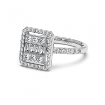 Ring with 0.12 ct Baget Diamonds and 0.45 ct round diamonds