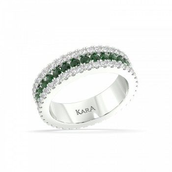 Eternity ring with 1.01 ct diamonds and 1.04 ct emeralds
