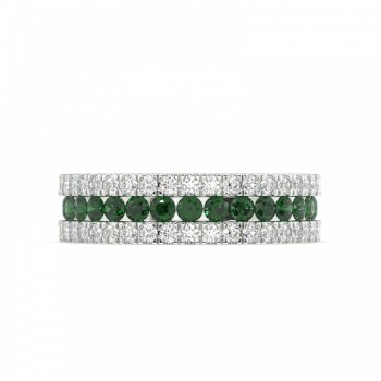 Eternity ring with 1.01 ct diamonds and 1.04 ct emeralds