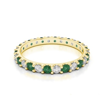 Eternity ring with 0.50 ct diamonds and 0.60 ct emeralds