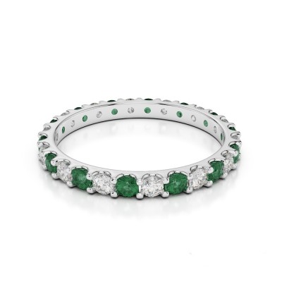 Eternity ring with 0.50 ct diamonds and 0.60 ct emeralds