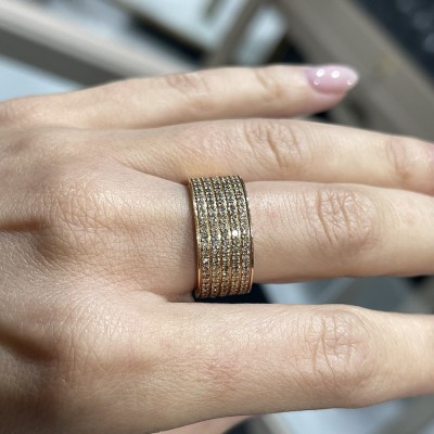 Semi Eternity Ring/ 1.02 ct Brown Diamond Wedding Ring