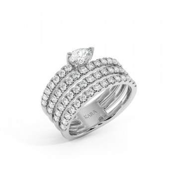 Snake Ring with a 0.31ct Pear Cut Diamond and 0.83ct Round Diamonds