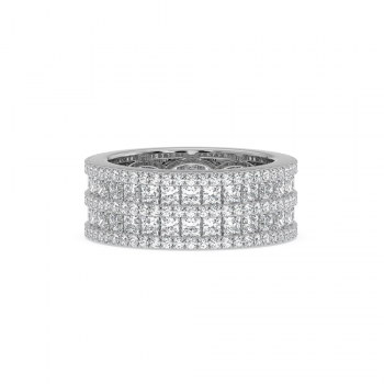Eternity Wedding Ring with 3ct Princess Cut Diamonds and 0.60ct Round Diamonds