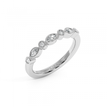 Semi Eternity Wedding Ring with 0.11ct Marquise Diamonds and 0.05ct Round Diamonds