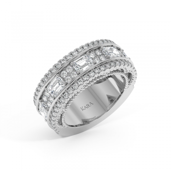 Semi Eternity Ring with 0.98ct Round Diamonds and 2ct Emerald Cut Diamonds