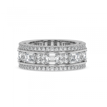 Semi Eternity Ring with 0.98ct Round Diamonds and 2ct Emerald Cut Diamonds