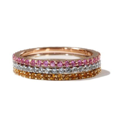 Rings Set with gemstones: amethysts, aquamarines and citrine 0.40 ct