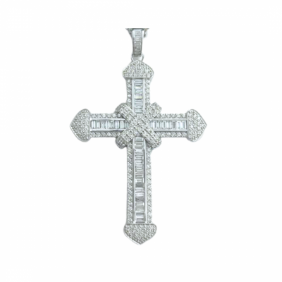 Cross pendant with baguette diamonds 1.46 ct and round diamonds 1.25 ct