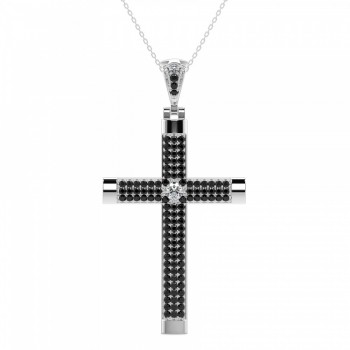 Cross pendant with 0.20 ct diamonds and 1.01 ct black diamonds
