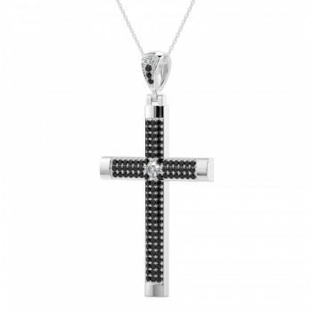 Cross pendant with 0.20 ct diamonds and 1.01 ct black diamonds