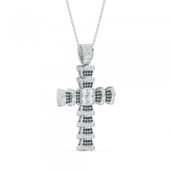 Cross pendant with 0.92 ct diamonds and 0.35 ct black diamonds