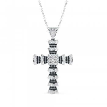 Cross pendant with 0.92 ct diamonds and 0.35 ct black diamonds