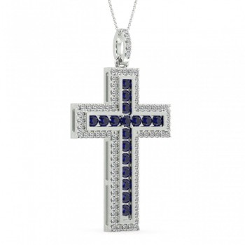 Cross pendant with 1.00 ct diamonds and 1.55 ct sapphires
