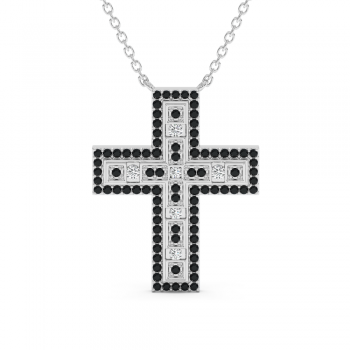 Cross pendant with 1.13 ct. black diamonds and 0.25ct. white diamonds