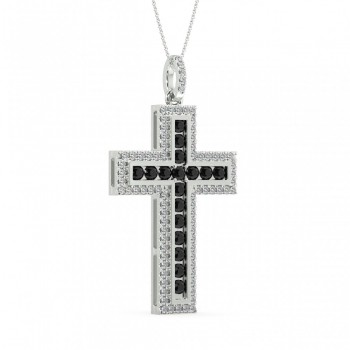 Cross pendant with 1.55 ct. black diamonds and 1.00 ct. white diamonds
