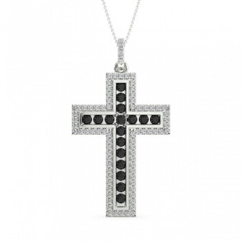 Cross pendant with 1.55 ct. black diamonds and 1.00 ct. white diamonds