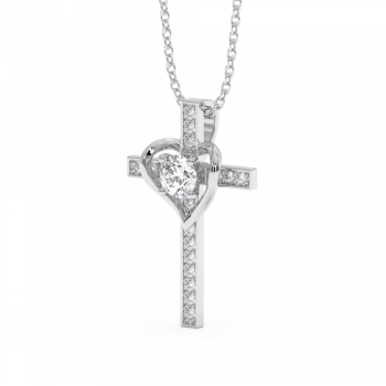 Cross Pendant with Central Diamond of 0.28ct and Side Diamonds of 0.39ct