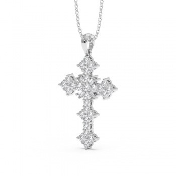 Cross Pendant with 0.08ct Baget Diamonds and 0.79ct Round Diamonds
