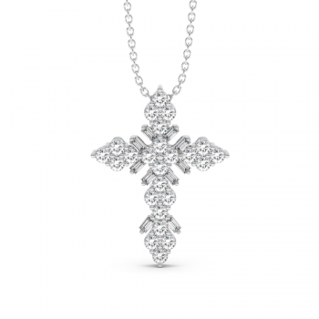 Cross Pendant with Baget Diamonds of 0.11 ct and Round Diamonds of 0.91 ct