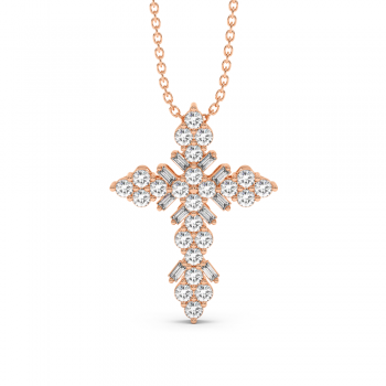 Cross Pendant with Baget Diamonds of 0.11 ct and Round Diamonds of 0.91 ct