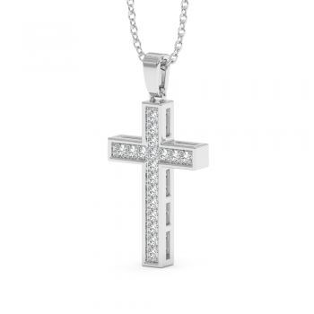 Cross pendant with 0.18 ct diamonds