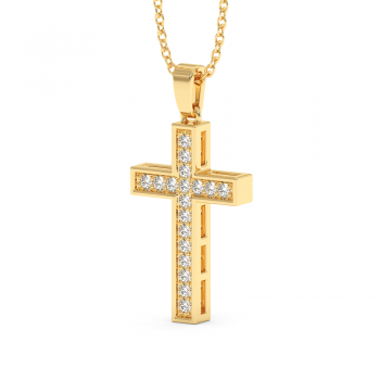 Cross pendant with 0.18 ct diamonds