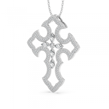 Cross Pendant with 0.45ct Marquise Cut Diamonds and 0.40ct Round Diamonds