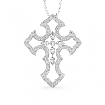 Cross Pendant with 0.45ct Marquise Cut Diamonds and 0.40ct Round Diamonds