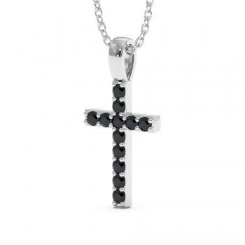 Cross pendant with black diamonds of 0.18 ct