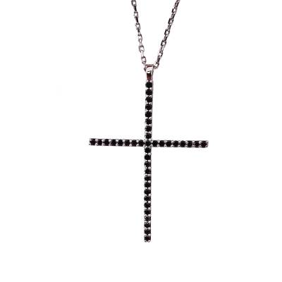 Cross pendant with 0.70 ct black diamonds 