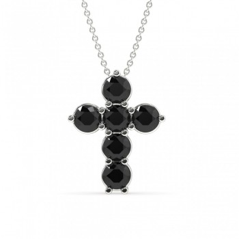 Cross pendant with 1.08 ct black diamonds