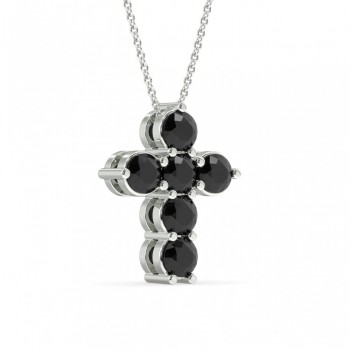 Cross pendant with 1.08 ct black diamonds