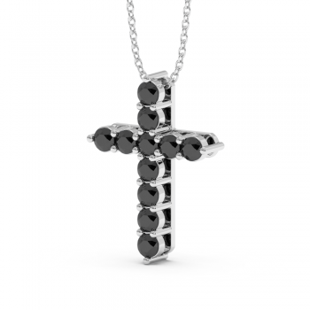 Cross pendant with 1.10 ct black diamonds