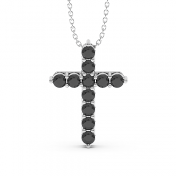 Cross pendant with 1.10 ct black diamonds