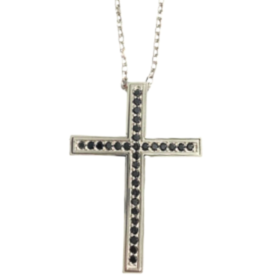 Cross pendant with 1.10 ct black diamonds