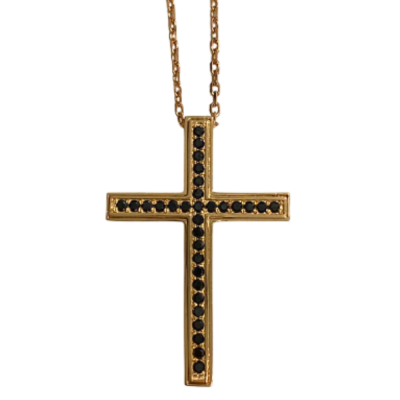 Cross pendant with 1.10 ct black diamonds