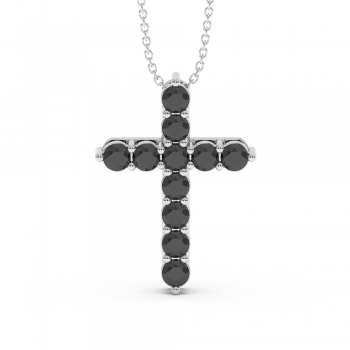 Cross pendant with 1.65 ct black diamonds